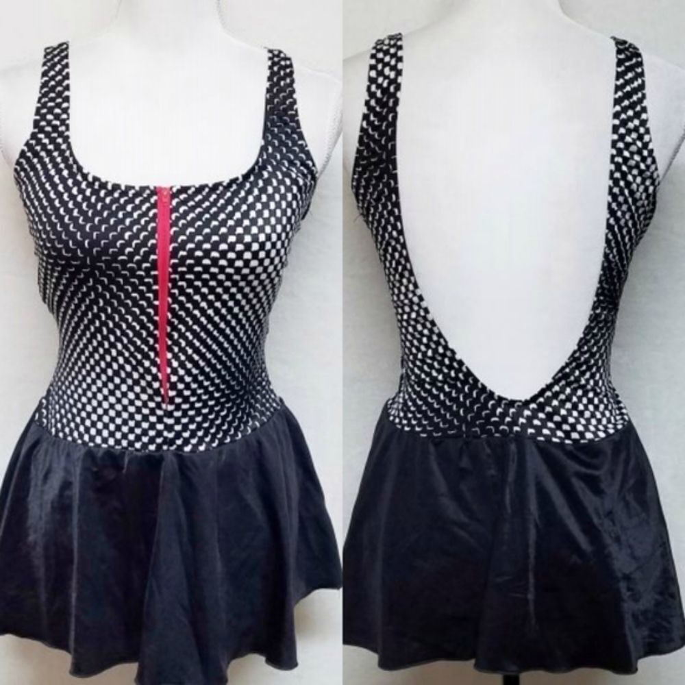 VINTAGE Avon Fashions Black Retro Dress Swimsuit